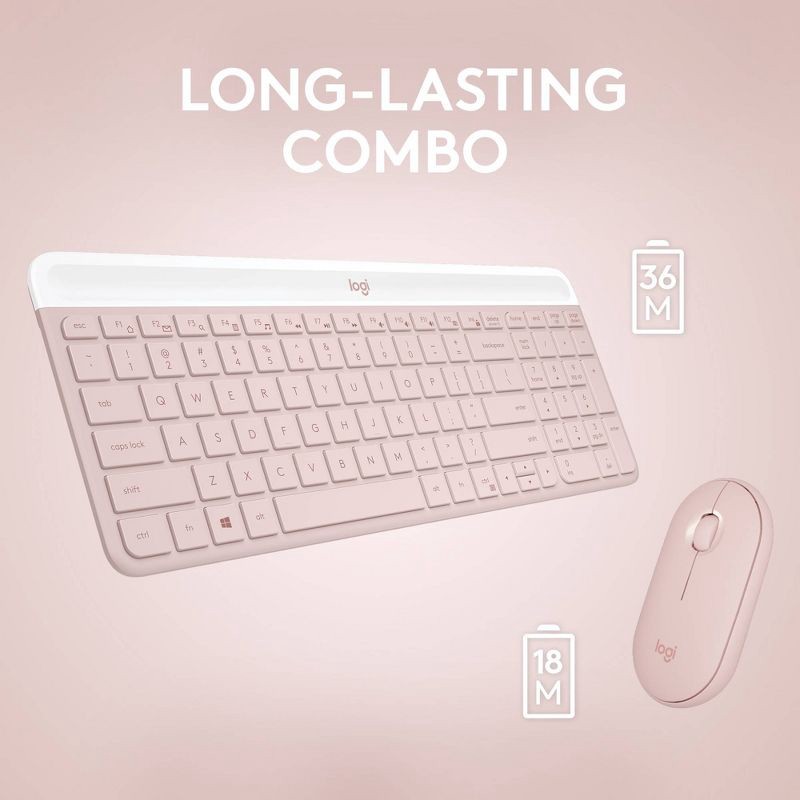 slide 5 of 10, Logitech MK470 Keyboard - Pink: USB-A Low-Profile Full-Size Keyboard & Mouse Combo, 1 ct