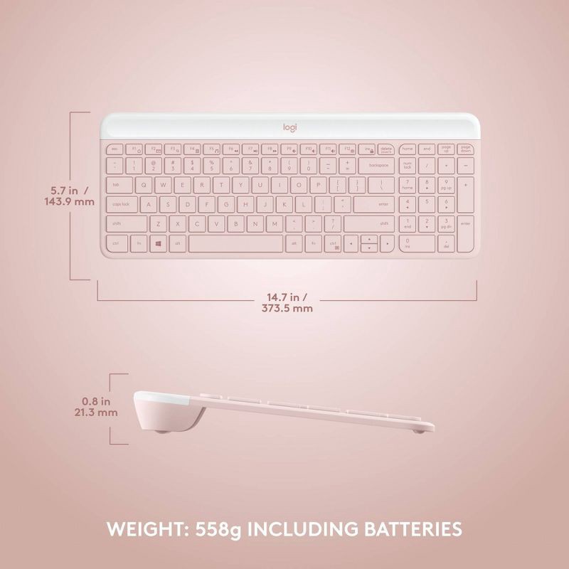 slide 8 of 10, Logitech MK470 Keyboard - Pink: USB-A Low-Profile Full-Size Keyboard & Mouse Combo, 1 ct