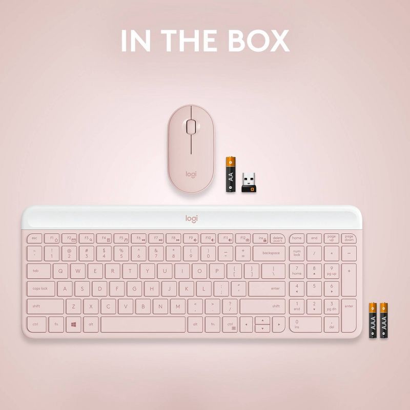 slide 10 of 10, Logitech MK470 Keyboard - Pink: USB-A Low-Profile Full-Size Keyboard & Mouse Combo, 1 ct