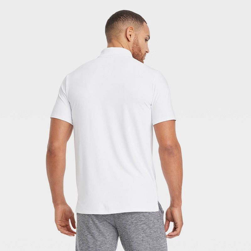 slide 2 of 3, Men's Textured Polo Shirt - All In Motion™ White XL: Recycled Polyester, Moisture Wicking, Quick Dry, 1 ct