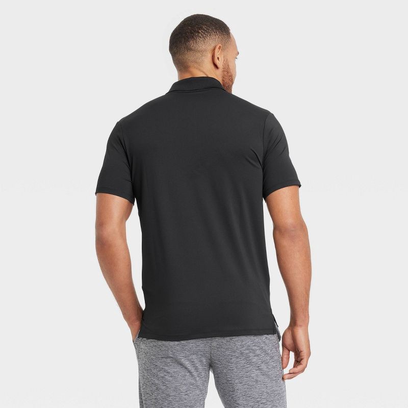 slide 2 of 3, Men's Textured Polo Shirt - All In Motion™ Black S: Moisture Wicking, Quick Dry, Jacquard Knit, 1 ct