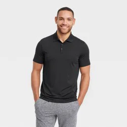 Men's Textured Polo Shirt - All In Motion™ Black XL: Moisture Wicking, Quick Dry, Loose Fit, Top