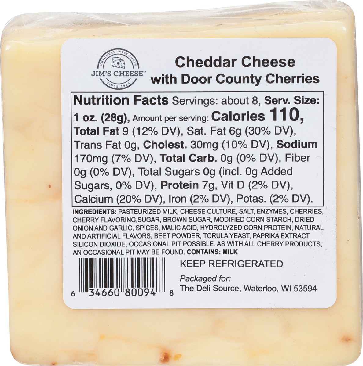 slide 8 of 9, Jim's Cheese Cheddar Cheese with Door County Cherries 7.5 oz, 7.5 oz