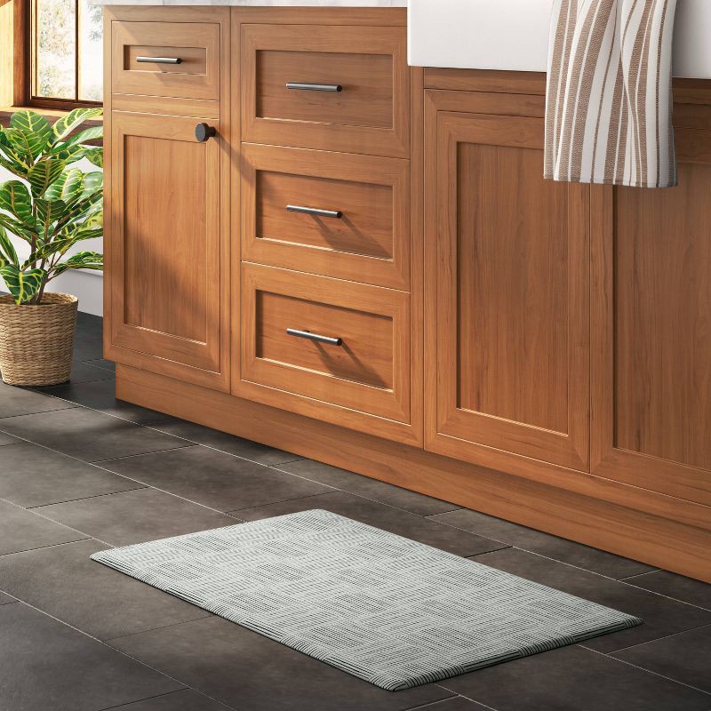 slide 2 of 4, 1'5"x2'6" Rareta Lines Comfort Mat - Threshold™: Skid-Resistant Indoor Kitchen Floor Mat, Abstract Pattern, Tan, 1 ct