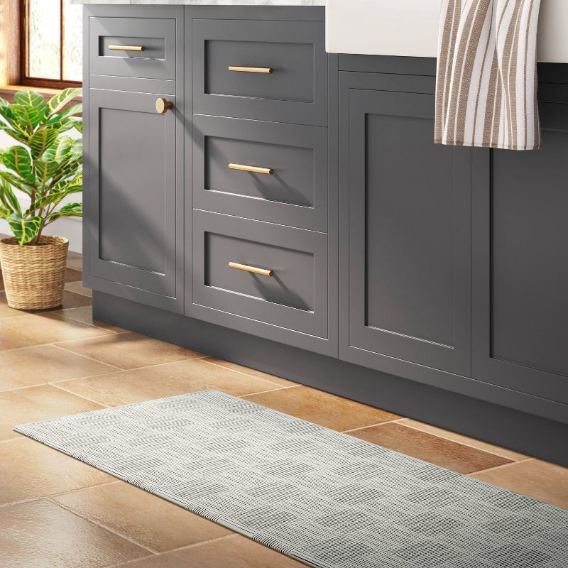 slide 2 of 4, 1'6"x5" Rareta Lines Comfort Runner Mat - Threshold™: Skid-Resistant Kitchen Floor Mat, Indoor Use, Abstract Pattern, 1 ct