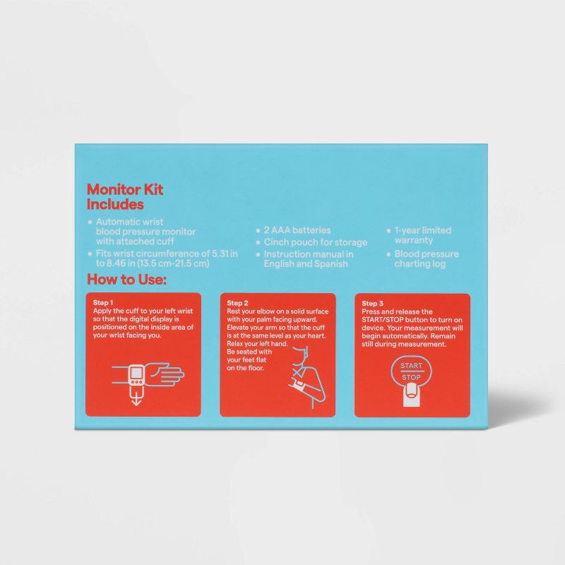 slide 3 of 3, Wrist Blood Pressure Monitor - up&up™, 1 ct