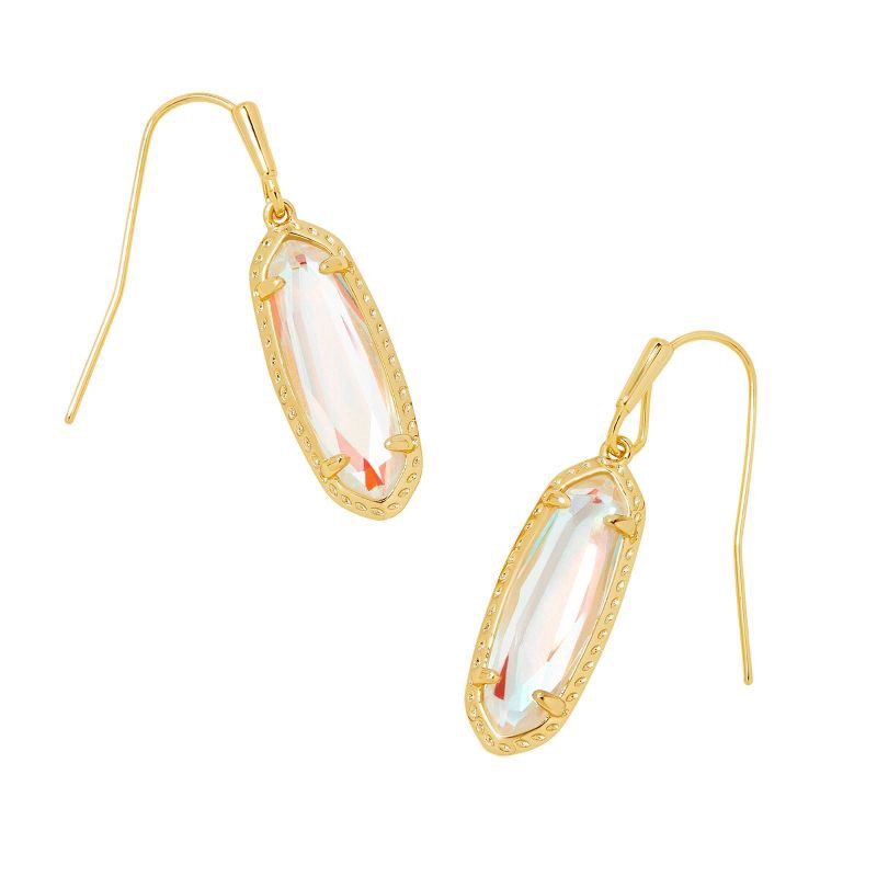 slide 1 of 2, Kendra Scott Eva Dichroic Glass 14K Gold Over Brass Drop Earrings - Gold: Statement Jewelry, French Wire Closure, 1 ct