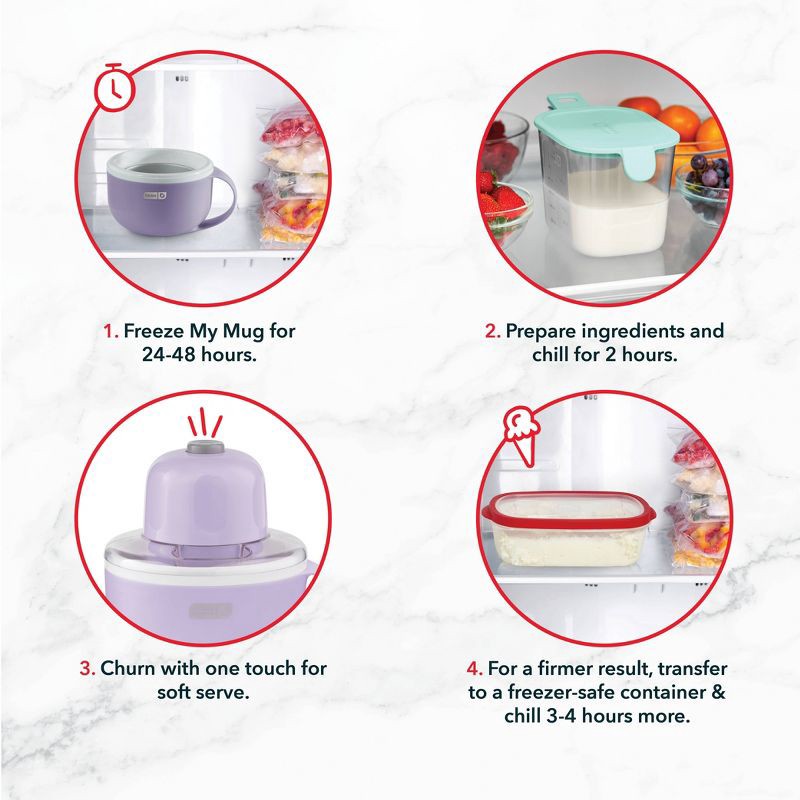 slide 6 of 7, My Mug Electric Ice Cream Maker Multi-Purpose Soft Serve Ice Cream Machine: Dash, 1-Quart, 20-Min Cycle, Purple, Hand Wash, 1 ct