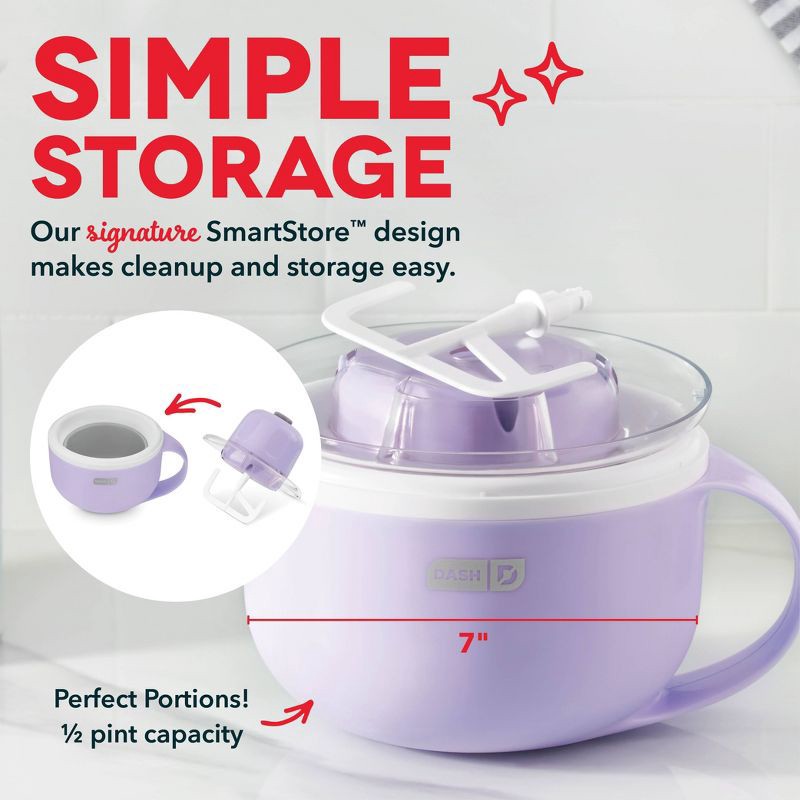 slide 6 of 7, My Mug Electric Ice Cream Maker Multi-Purpose Soft Serve Ice Cream Machine: Dash, 1-Quart, 20-Min Cycle, Purple, Hand Wash, 1 ct