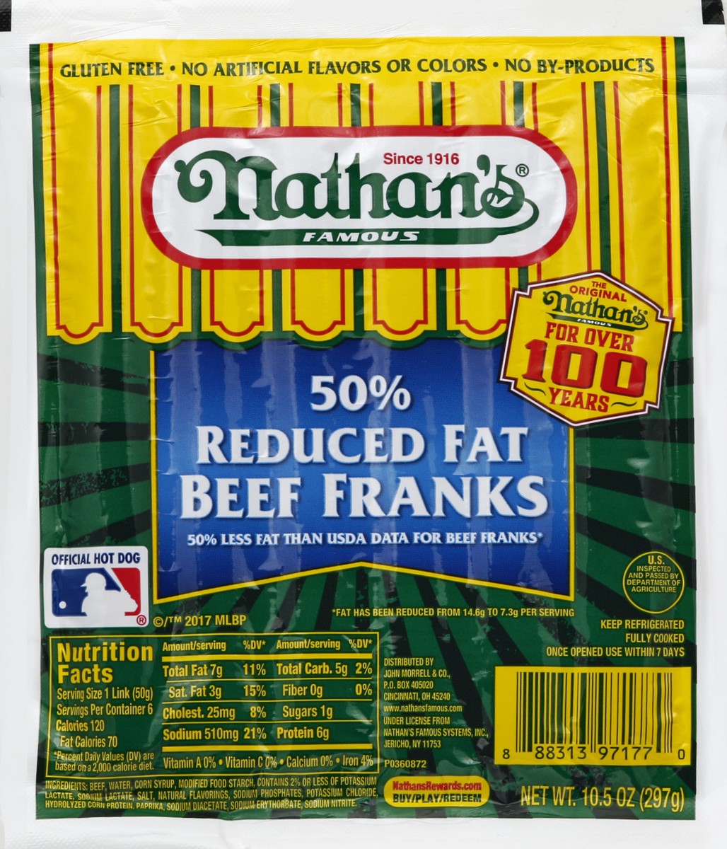 slide 5 of 5, Nathan's Famous Beef Franks, 10.5 oz