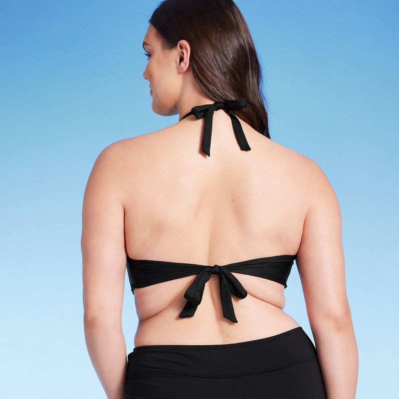 Women's Triangle Bralette Faux Wrap Halter Bikini Top - Shade