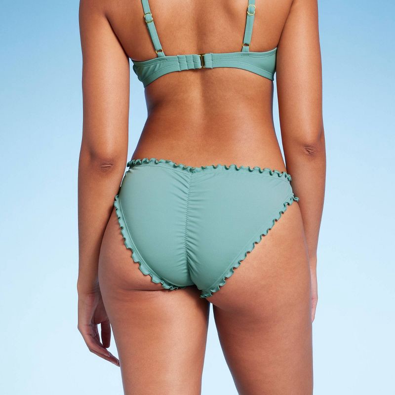 Women's Ruffle Green Bikini Bottom