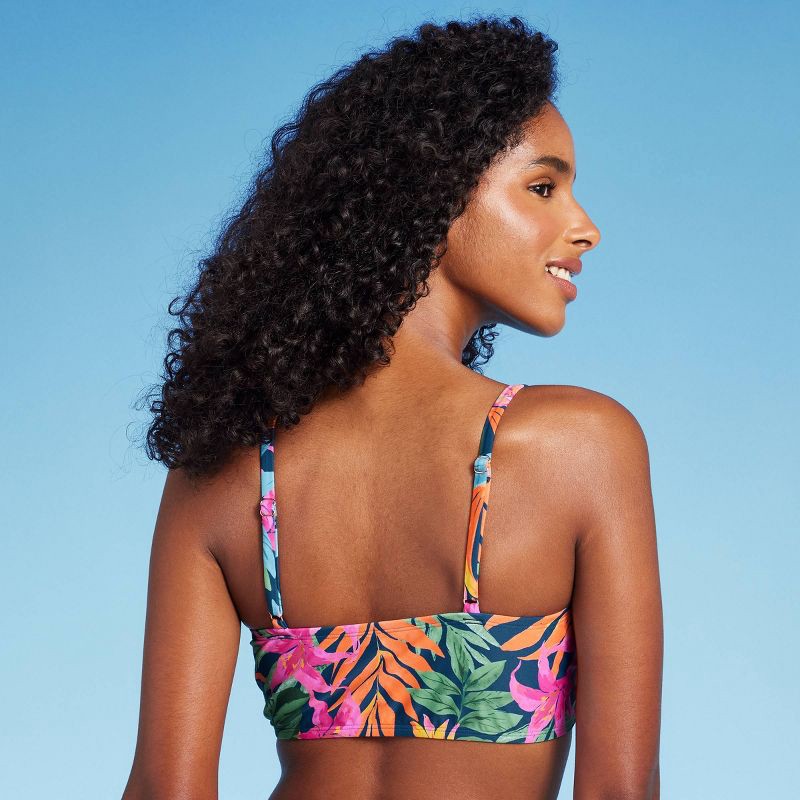 Women's Tie-Front Longline Bikini Top - Shade & Shore™ Multi Tropical  Floral Print XS