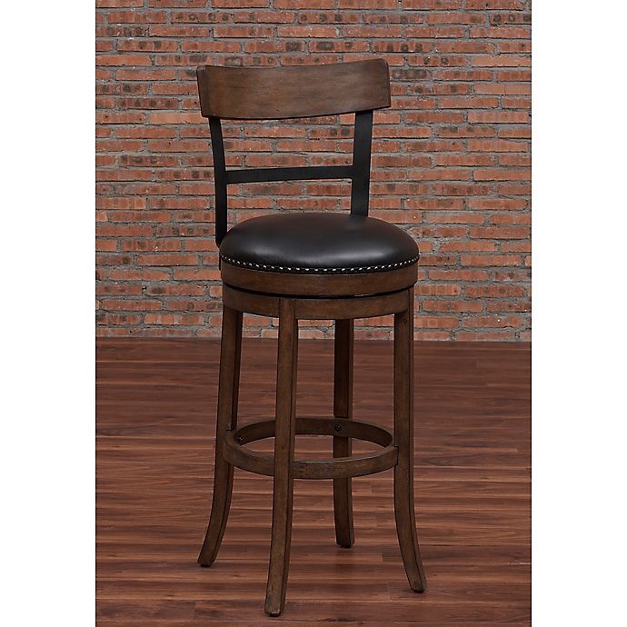 slide 2 of 3, American Woodcrafters Taranto Leather Bar Stool - Brown, 30 in