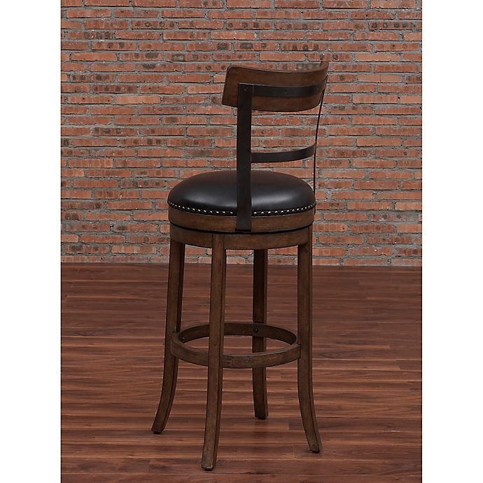 slide 3 of 3, American Woodcrafters Taranto Leather Bar Stool - Brown, 30 in