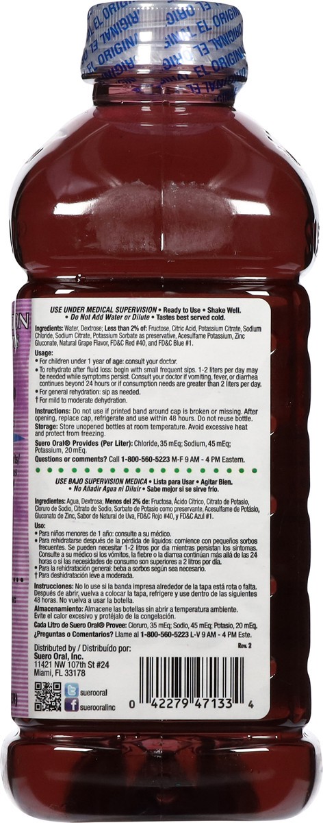 slide 12 of 13, Suero Oral Grape Flavor Oral Electrolyte Solution 33.8 fl oz, 33.8 fl oz