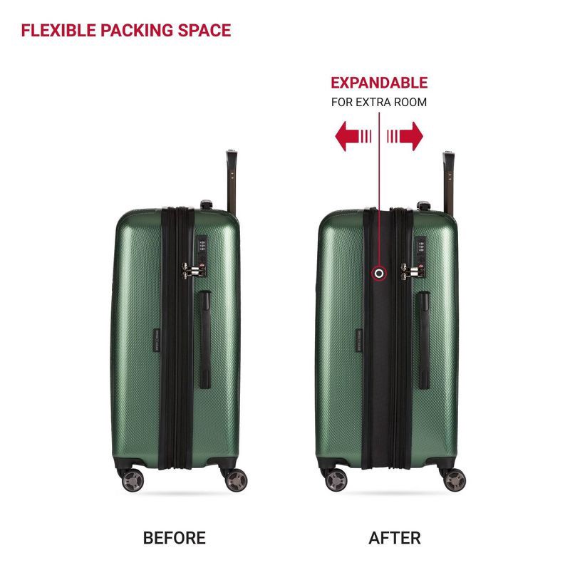 slide 5 of 15, SWISSGEAR Energie Hardside Medium Checked Spinner Suitcase – Verdun Green: Tear-Resistant Polycarbonate Shell, 1 ct