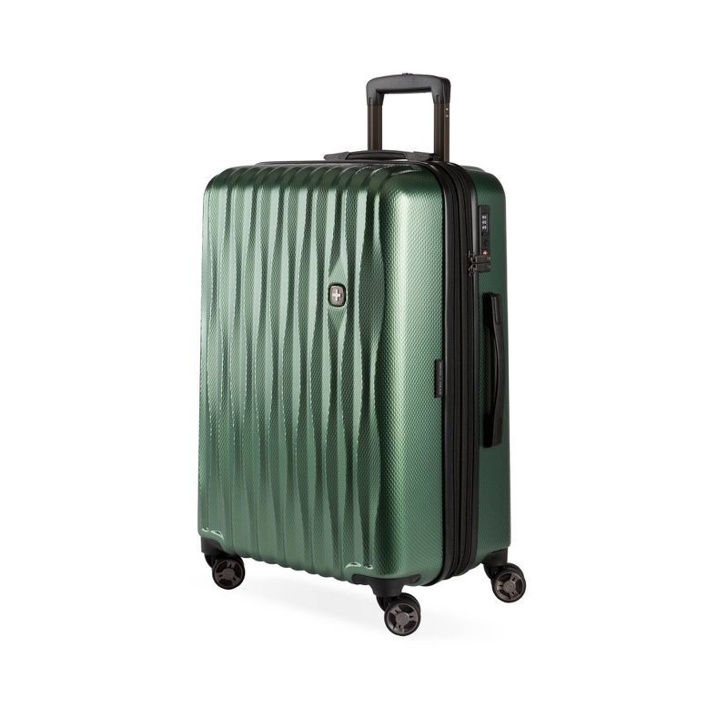 slide 1 of 15, SWISSGEAR Energie Hardside Medium Checked Spinner Suitcase – Verdun Green: Tear-Resistant Polycarbonate Shell, 1 ct