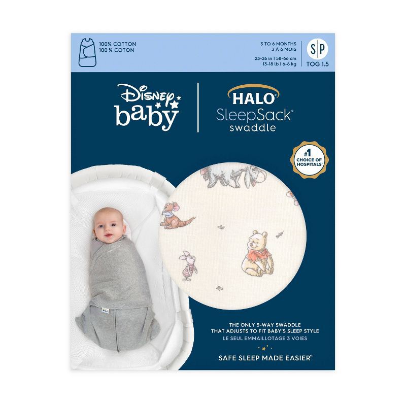 slide 2 of 6, HALO Innovations Sleepsack 100% Cotton Swaddle Wrap Disney Baby Collection - Winnie Frolic S, 1 ct