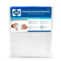 Sealy Stain Release Waterproof Fitted Crib & Toddler Mattress Protector Pad