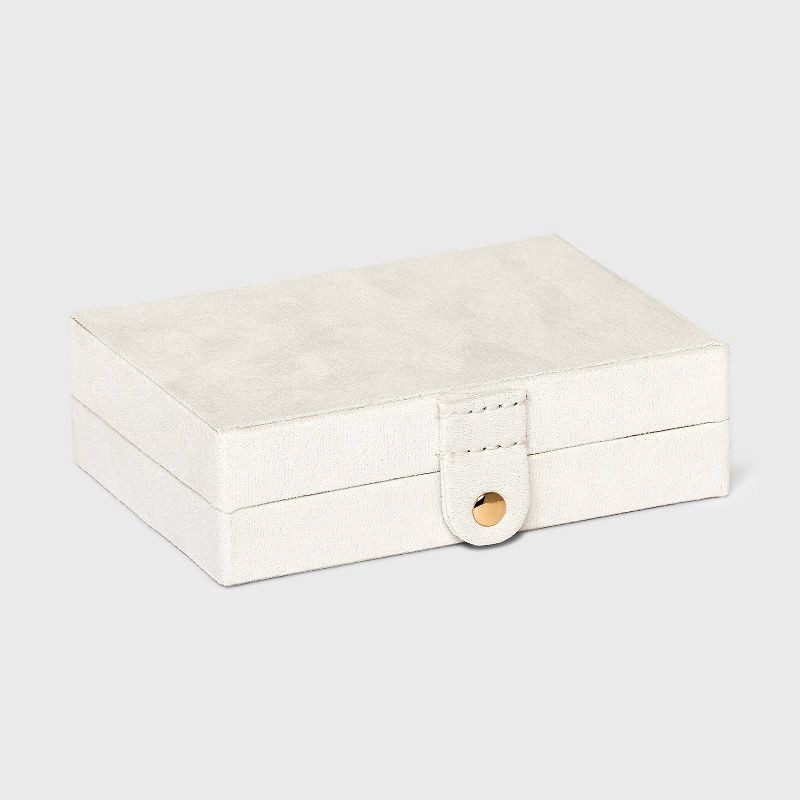 slide 3 of 3, Two Drawer Organizer Jewelry Box - A New Day™ Cream: Polyurethane Storage with Divided Tray, Mirror, Rectangle Shape, 1 ct
