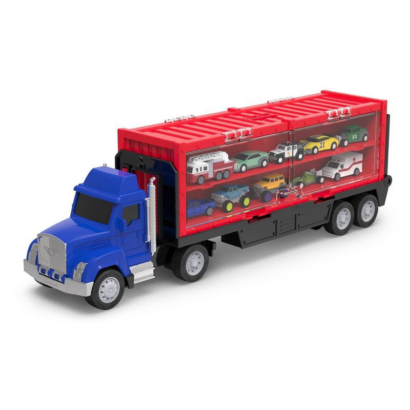 slide 2 of 9, DRIVEN by Battat Pocket Car Carrier Truck with 10 Cars: Metal & Plastic Toy Semi Truck, 13-Piece Set, 1 ct