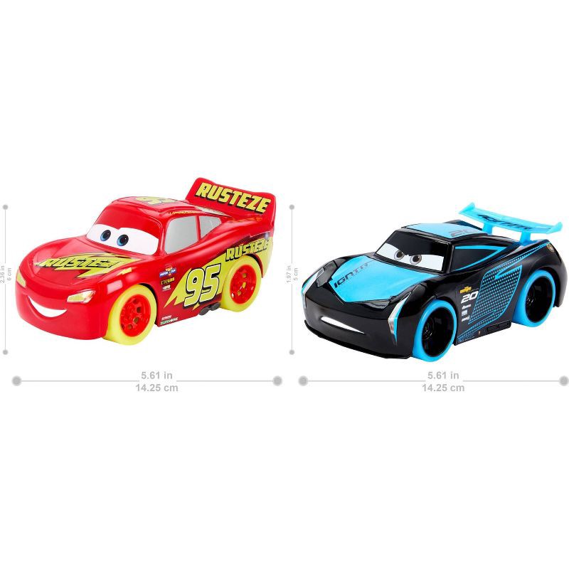 slide 5 of 6, Disney Pixar Cars Track Talkers Glow Racers Lightning McQueen & Jackson Storm - 2pk (Target Exclusive), 2 ct