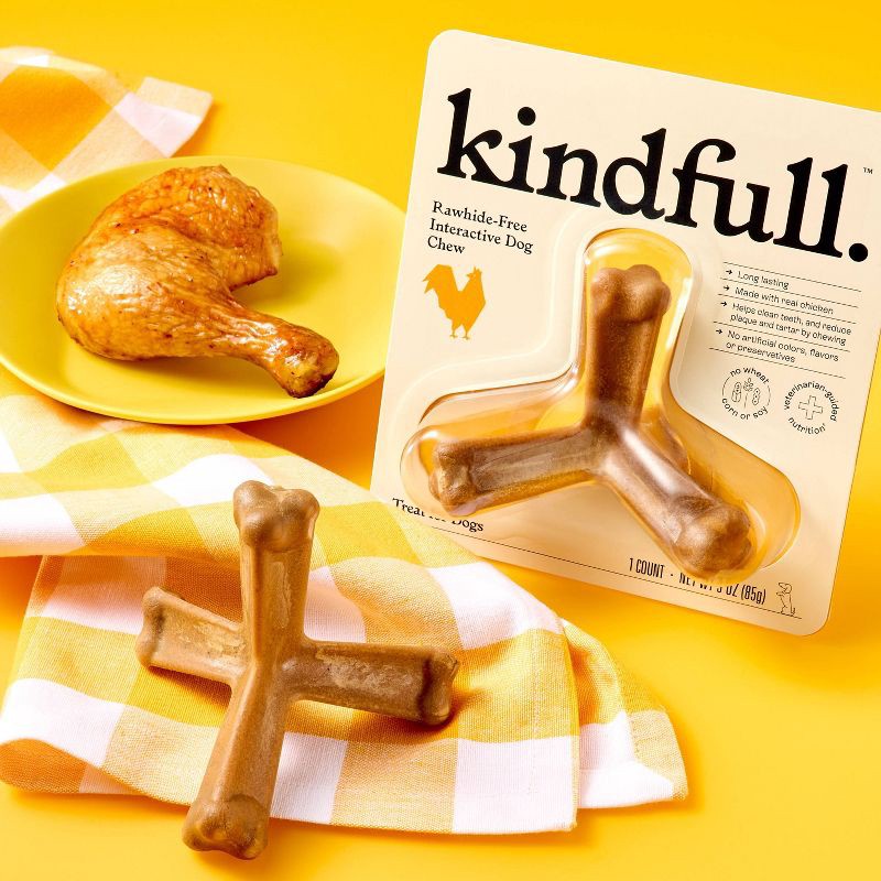 slide 2 of 7, Rawhide-Free Interactive Dog Treat Chicken Flavor - 3oz/1ct - Kindfull™, 3 oz