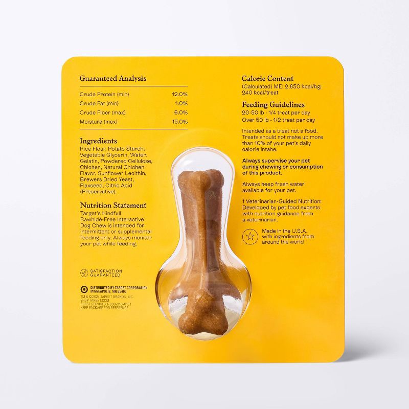 slide 3 of 7, Rawhide-Free Interactive Dog Treat Chicken Flavor - 3oz/1ct - Kindfull™, 3 oz