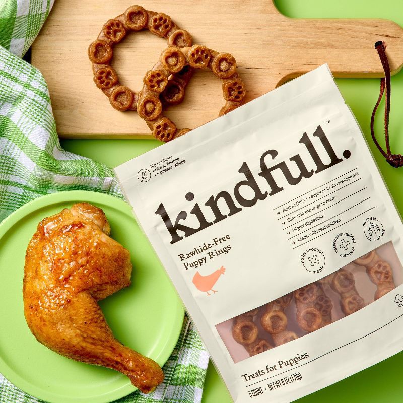 slide 2 of 7, Rawhide-Free Ring Puppy Treats Chicken Flavor - 6oz/5ct - Kindfull™, 5 ct; 6 oz