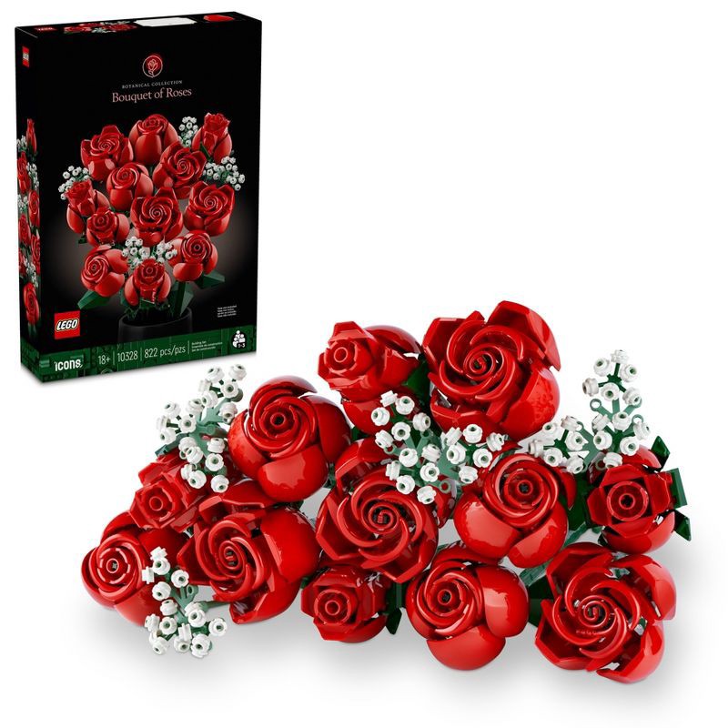 slide 1 of 7, LEGO Icons Bouquet of Roses, Flower Build and Display Set 10328, 1 ct