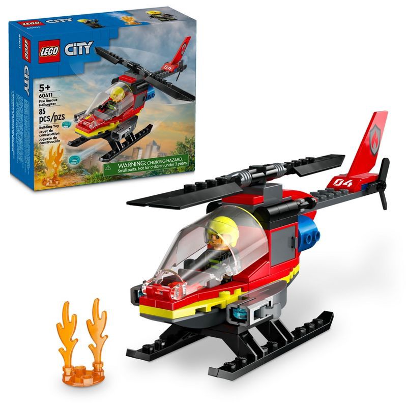 slide 1 of 6, LEGO City Fire Rescue Helicopter Pretend Play Toy 60411, 1 ct