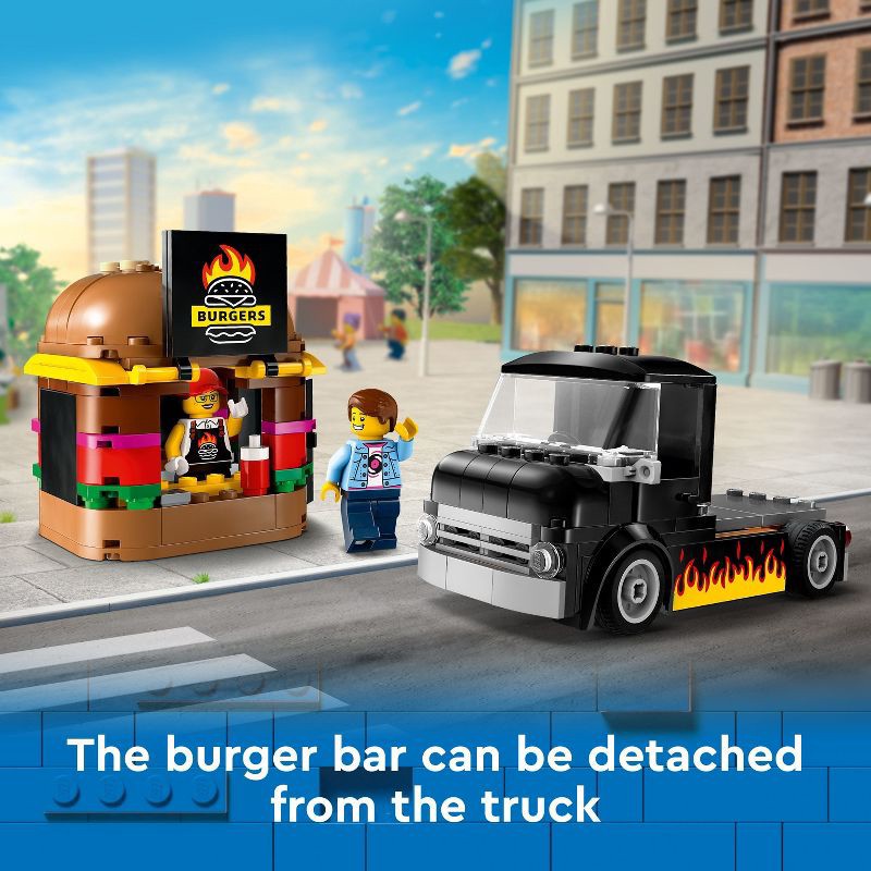 slide 3 of 6, LEGO City Burger Truck Toy Building Set, Pretend Play Toy 60404, 1 ct