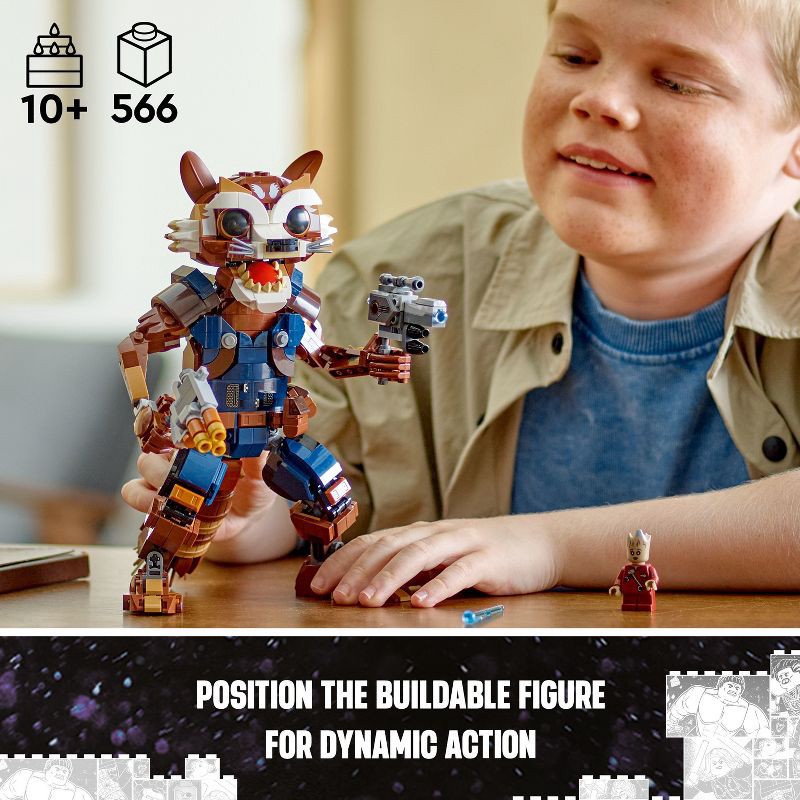 slide 3 of 6, LEGO Marvel Rocket & Baby Groot Minifigure Building Toy 76282, 1 ct