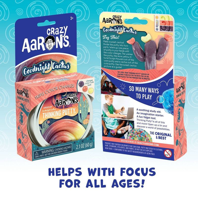 slide 2 of 5, Crazy Aaron's Goodnight Cactus Putty: Creative Thinking Slime, 0.13 oz, Single Piece, 0.13 oz