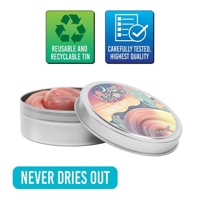 slide 5 of 5, Crazy Aaron's Goodnight Cactus Putty: Creative Thinking Slime, 0.13 oz, Single Piece, 0.13 oz