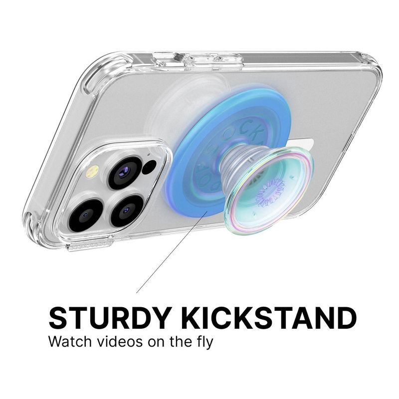 slide 4 of 8, PopSockets Magnetic Phone Grip with MagSafe, Magnetic Adapter Ring Included – Blue Iridescent Translucent, 1 ct