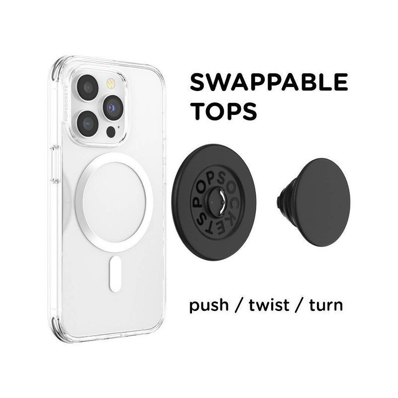 slide 3 of 8, PopSockets Magnetic Phone Grip with MagSafe, Magnetic Adapter Ring Included - Black, 1 ct