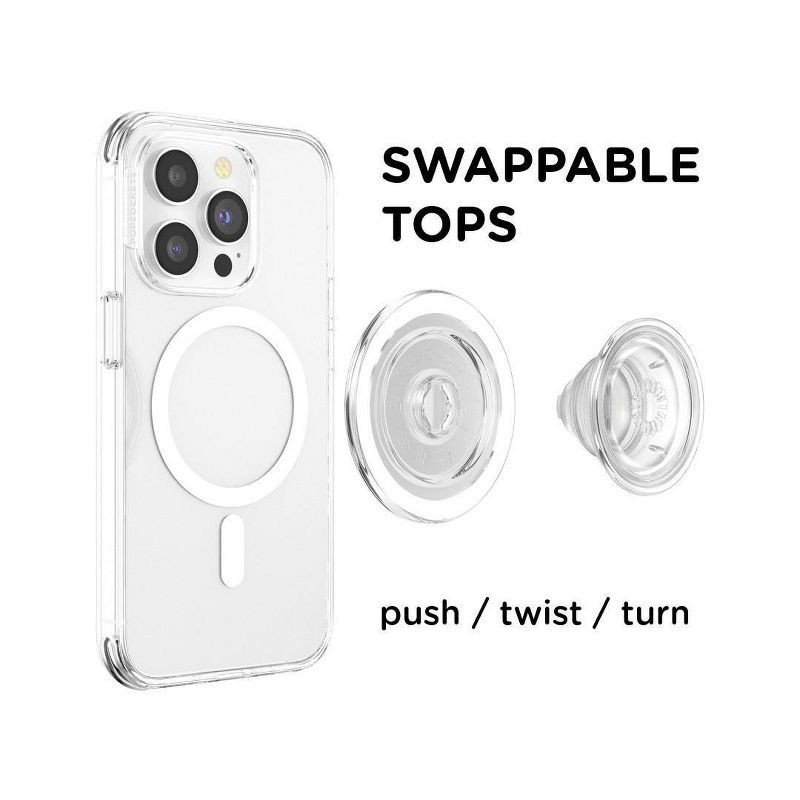 slide 3 of 8, PopSockets Magnetic Phone Grip with MagSafe, Magnetic Adapter Ring Included - Clear, 1 ct