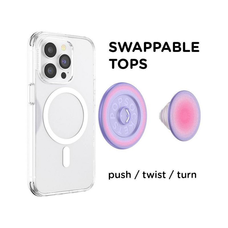 slide 3 of 8, PopSockets Magnetic Phone Grip for MagSafe, Magnetic Adapter Ring Included - Aura, 1 ct
