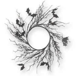 Black Twig Candle Ring With Bats