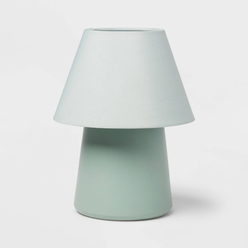 slide 2 of 4, Mini Kids' Table Lamp Green - Pillowfort™: Ceramic Accent, Drum Shade, ETL Listed, 60W Max, Inline Switch, 1 ct