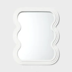 Wave Kids' Mirror White - Pillowfort™: Squiggly Wavy Decorative Wall Sculpture, Resin & Glass, 20"x16"