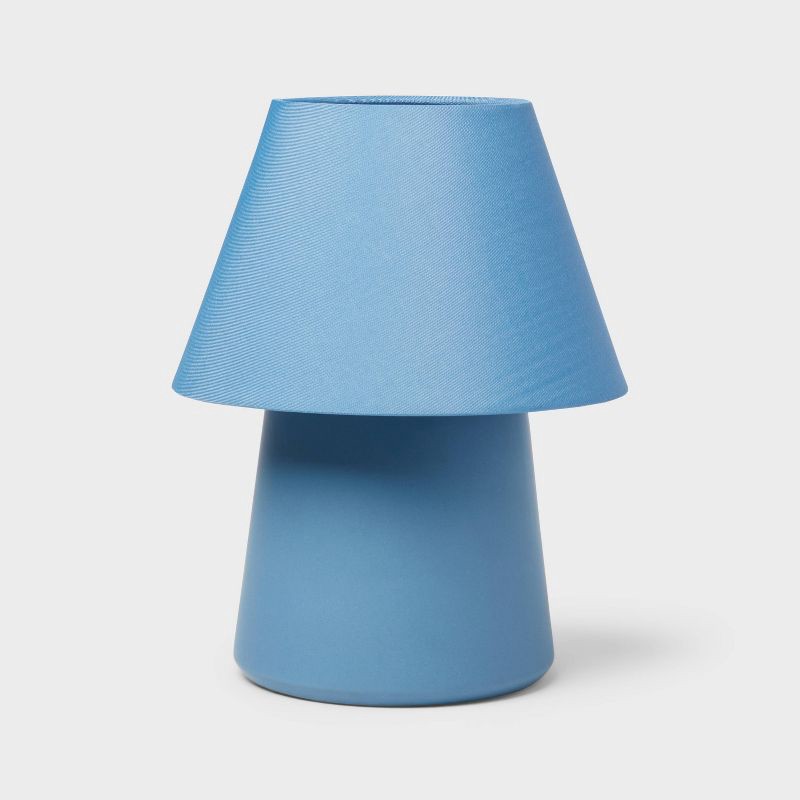 slide 2 of 4, Mini Kids' Table Lamp Blue - Pillowfort™: Ceramic Accent, Drum Shade, ETL Listed, 60W Max, Inline Switch, 1 ct