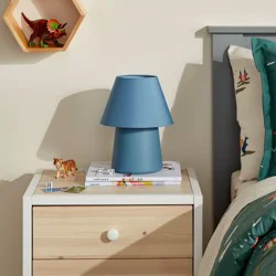 Mini Kids' Table Lamp Blue - Pillowfort™: Ceramic Accent, Drum Shade, ETL Listed, 60W Max, Inline Switch