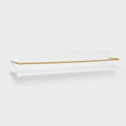 Kids&#x27; Wall Shelf White with Gold - Pillowfort™: Floating Decorative MDF Wall Organizer, 24&quot; Wide