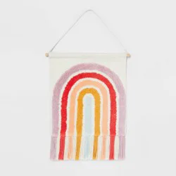 Rainbow Kids' Tapestry - Pillowfort™: Multicolored Cotton Wall Art, Vertical Spring Sky Decor, 14"x13"