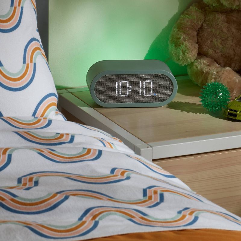 slide 2 of 4, Kids' Clock with Night Light Green - Pillowfort™: LED Bulb, Novelty Nightlight, Electric, Ages 8+, 1 ct