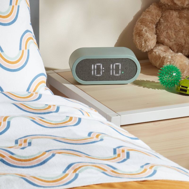 slide 3 of 4, Kids' Clock with Night Light Green - Pillowfort™: LED Bulb, Novelty Nightlight, Electric, Ages 8+, 1 ct