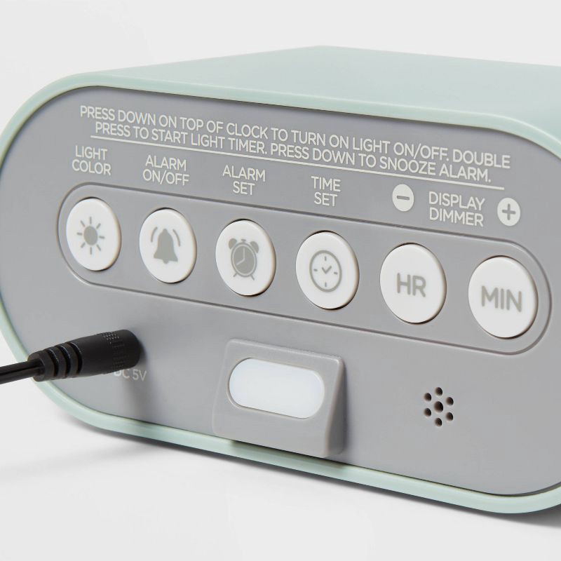 slide 4 of 4, Kids' Clock with Night Light Green - Pillowfort™: LED Bulb, Novelty Nightlight, Electric, Ages 8+, 1 ct